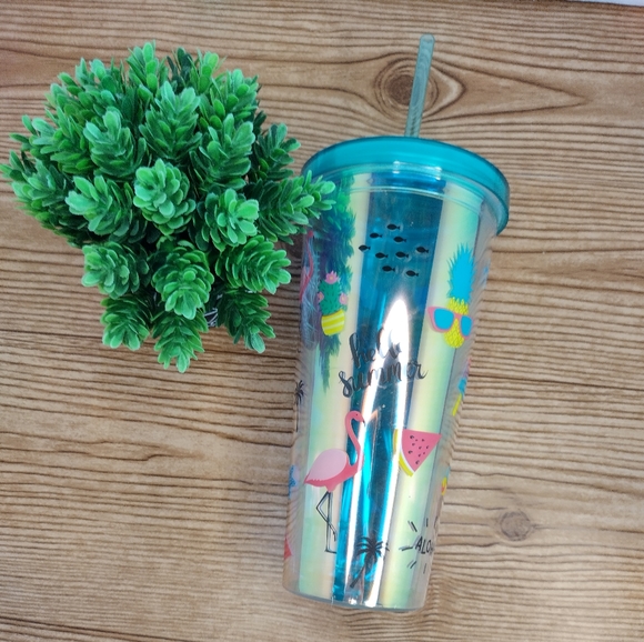 Tumbler 23oz.Double Wall Insulation Print Cup With Straw And Lid - Picture 6 of 8